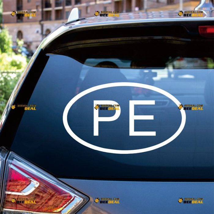 Peru Sticker Decal Vinyl, Peruvian Oval Country Code PE – Custom Choose Size Color – For Car Laptop Window Boat – Die Cut No Background