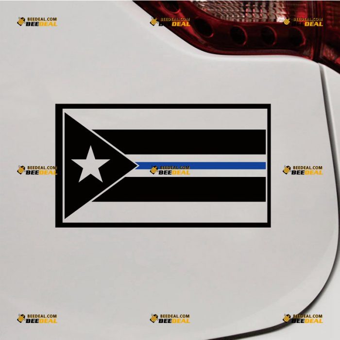 Thin Blue Line Sticker Decal Vinyl, Puerto Rico Flag, American Police – Custom Choose Size Color – For Car Laptop Window Boat – Die Cut No Background 062031936