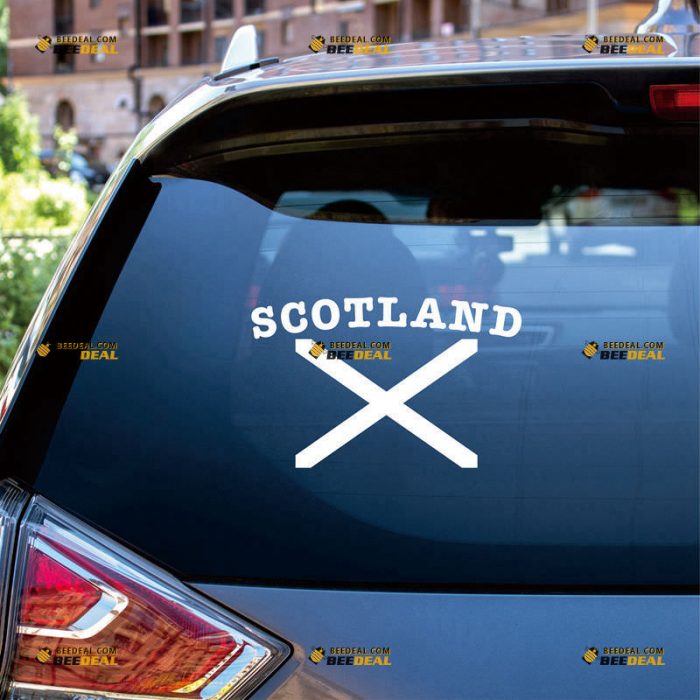 Scottish Flag Sticker Decal Vinyl, Scotland, Saltire St Andrew Cross – Custom Choose Size Color – For Car Laptop Window Boat – Die Cut No Background 061932336