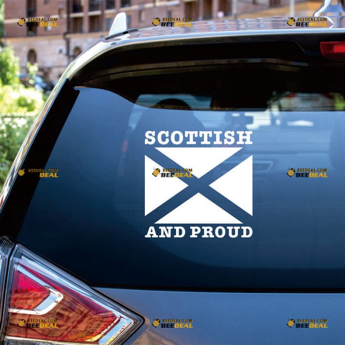 Scottish Flag Sticker Decal Vinyl, Scotland Home Pride – Custom Choose Size Color – For Car Laptop Window Boat – Die Cut No Background