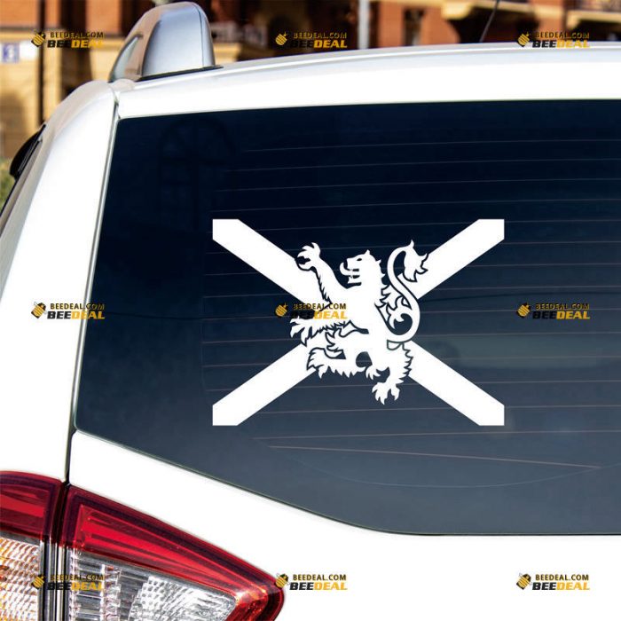 Scottish Lion Sticker Decal Vinyl, Scotland Lion Rampant, St Andrew Cross Saltire – Custom Choose Size Color – For Car Laptop Window Boat – Die Cut No Background 061932314