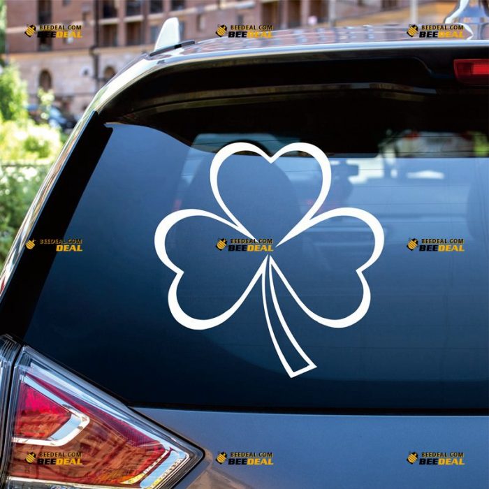 Shamrock Sticker Decal Vinyl, Irish Clover, Ireland Flower – Custom Choose Size Color – For Car Laptop Window Boat – Die Cut No Background 062031301