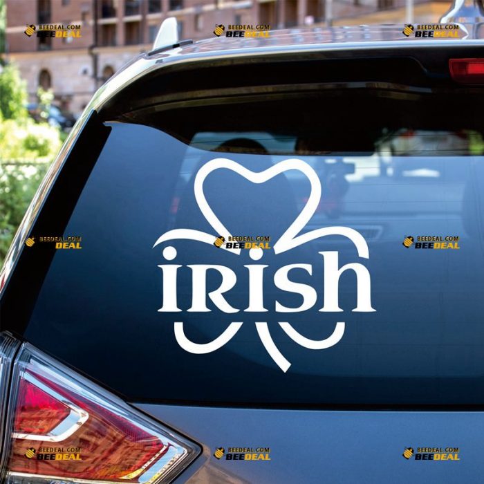 Shamrock Sticker Decal Vinyl, Irish Clover, Ireland Flower – Custom Choose Size Color – For Car Laptop Window Boat – Die Cut No Background 062031256