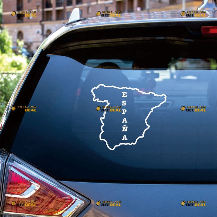 Spanish Map Sticker Decal Vinyl, Spain Espana Outline, Home Pride – Custom Choose Size Color – For Car Laptop Window Boat – Die Cut No Background