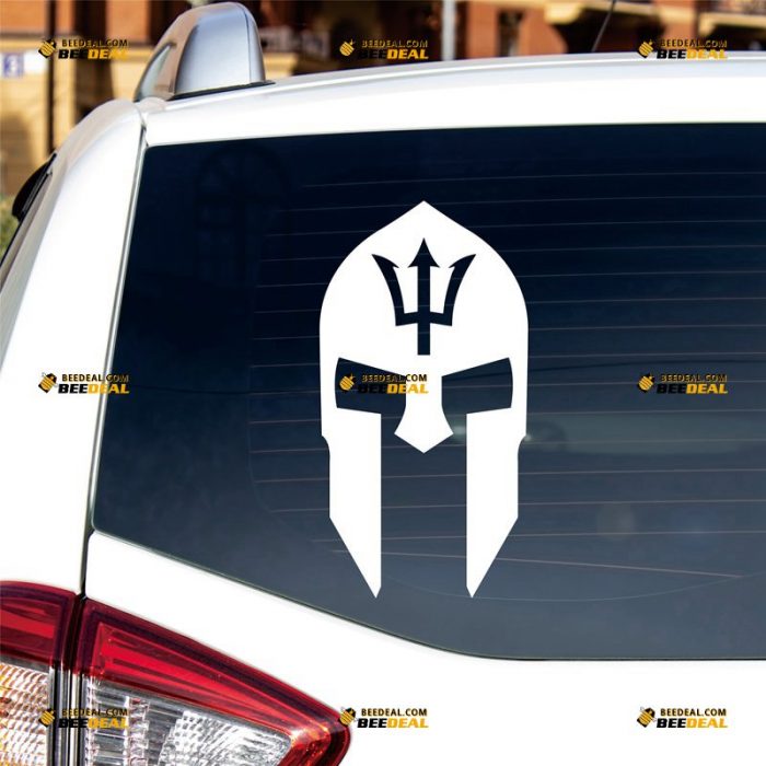 Barbados Sticker Decal Vinyl, Spartan Helmet Molon Labe, Flag Trident – Custom Choose Size Color – For Car Laptop Window Boat – Die Cut No Background