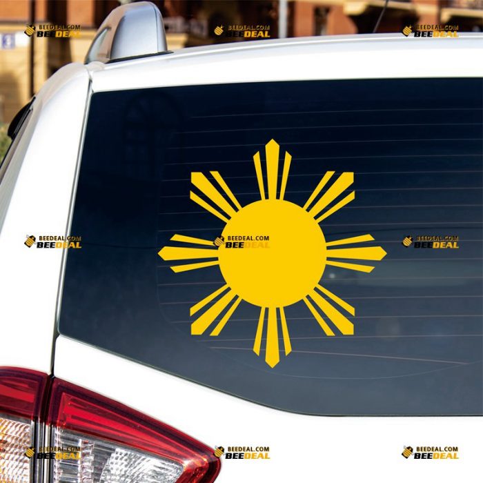 Philippines Sun Sticker Decal Vinyl, Filipino Eight-Ray Sun Stars – Custom Choose Size Color – For Car Laptop Window Boat – Die Cut No Background 061631136