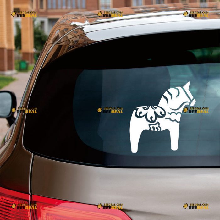 Dala Horse Sticker Decal Vinyl, Swedish, Single Color – Custom Choose Size Color – For Car Laptop Window Boat – Die Cut No Background 061930122