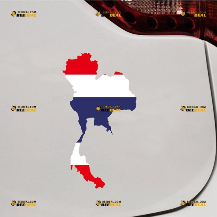 Thailand Map Sticker Decal Vinyl, Thai Flag – Custom Choose Size – For Car Laptop Window Boat – Die Cut No Background