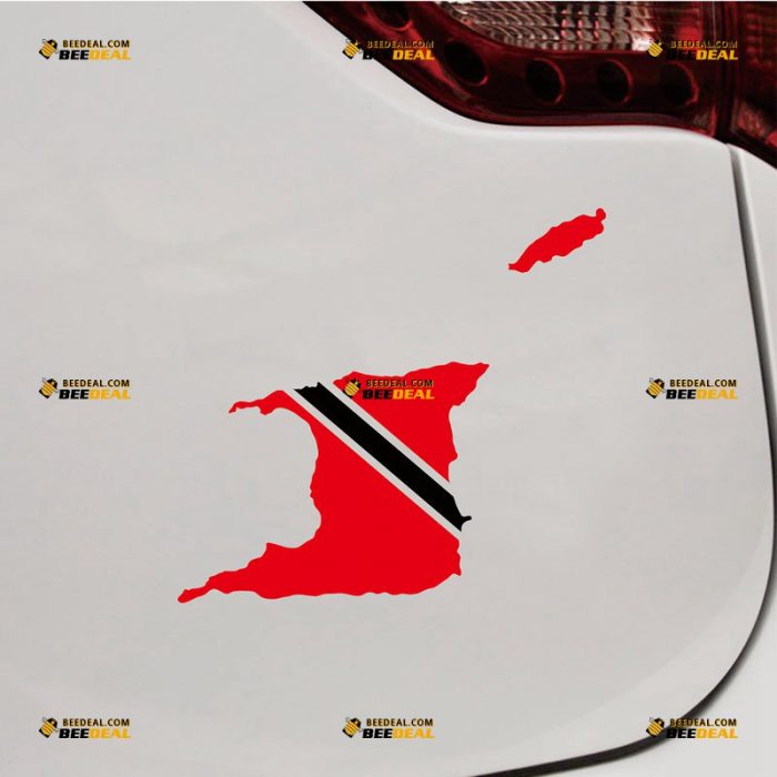 Trinidad and Tobago Map Sticker Decal Vinyl, TT Country Flag, Outline, Home Pride – Custom Choose Size – For Car Laptop Window Boat – Die Cut No Background