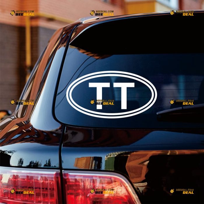 Trinidad And Tobago Sticker Decal Vinyl, Oval Country Code TT – Custom Choose Size Color – For Car Laptop Window Boat – Die Cut No Background