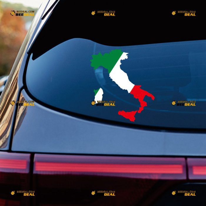 Italian Map Sticker Decal Vinyl, Italia Italy Flag – Custom Choose Size – For Car Laptop Window Boat – Die Cut No Background Colors 061631509