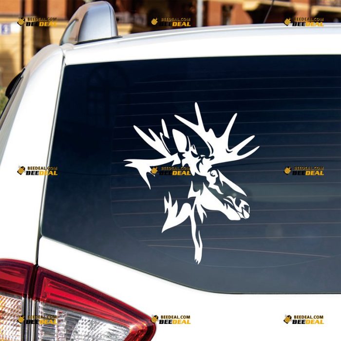 Head of Moose Sticker Decal Vinyl Alaska State – Custom Choose Size Color – For Car Laptop Window Boat – Die Cut No Background