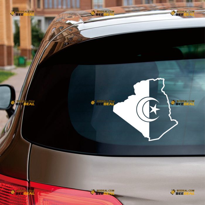 Flag Map of Algeria Sticker Decal Vinyl Algerian – Custom Choose Size Color – For Car Laptop Window Boat – Die Cut No Background