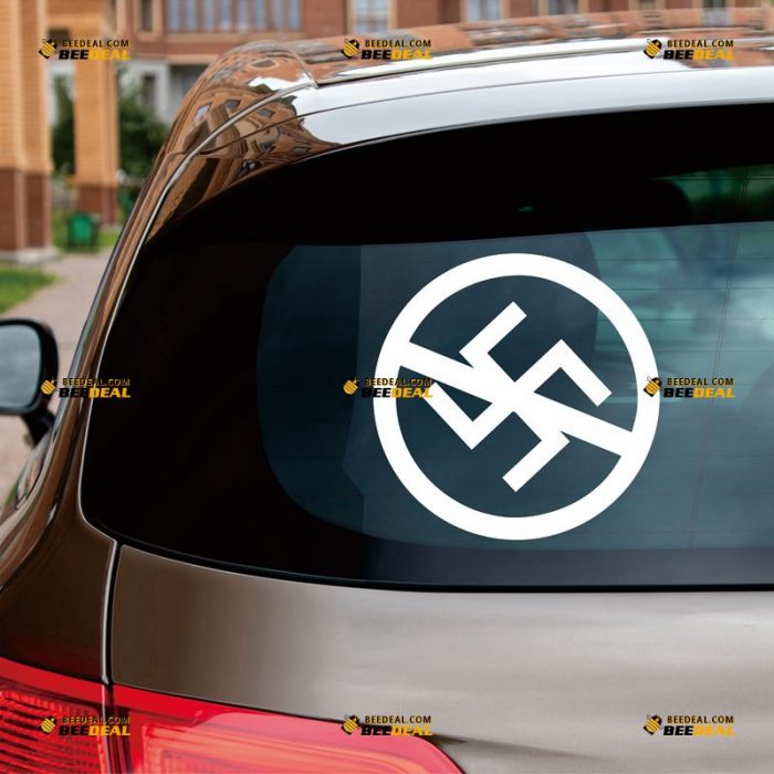 Anti-Nazi No Racism Sticker Decal Vinyl Circle – Custom Choose Size Color – For Car Laptop Window Boat – Die Cut No Background