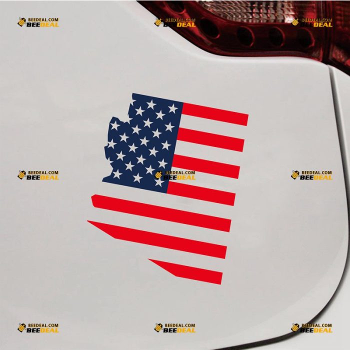 Arizona Map American Flag Sticker Decal Vinyl – Custom Choose Size – For Car Laptop Window Boat – Die Cut No Background