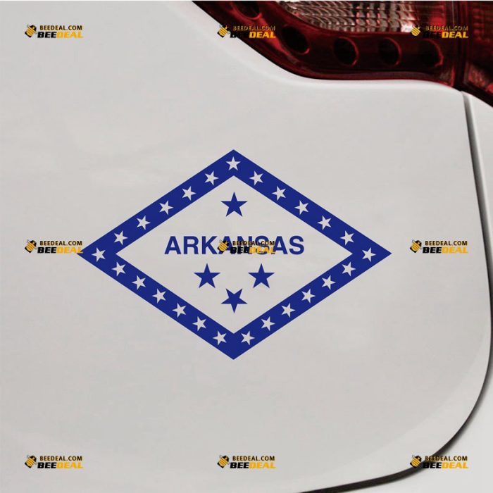 Arkansas Flag Sticker Decal Vinyl American State – Custom Choose Size Color – For Car Laptop Window Boat – Die Cut No Background