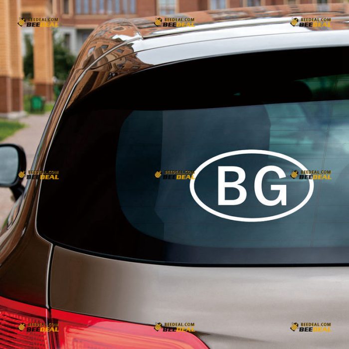 Bulgaria Sticker Decal Vinyl, Bulgarian Oval Country Code BG – Custom Choose Size Color – For Car Laptop Window Boat – Die Cut No Background