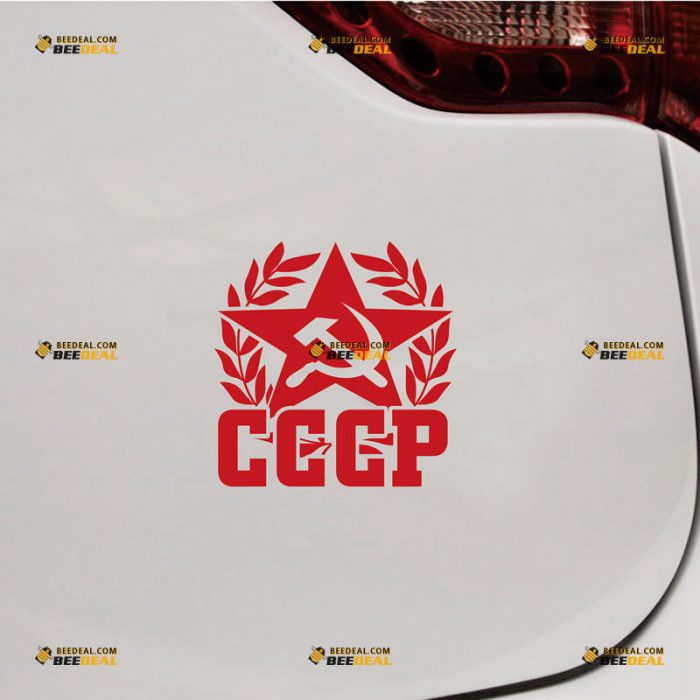 CCCP Sticker Decal Vinyl, Russian Hammer And Sickle Star, USSR Soviet Union – Custom Choose Size Color – For Car Laptop Window Boat – Die Cut No Background 06153a