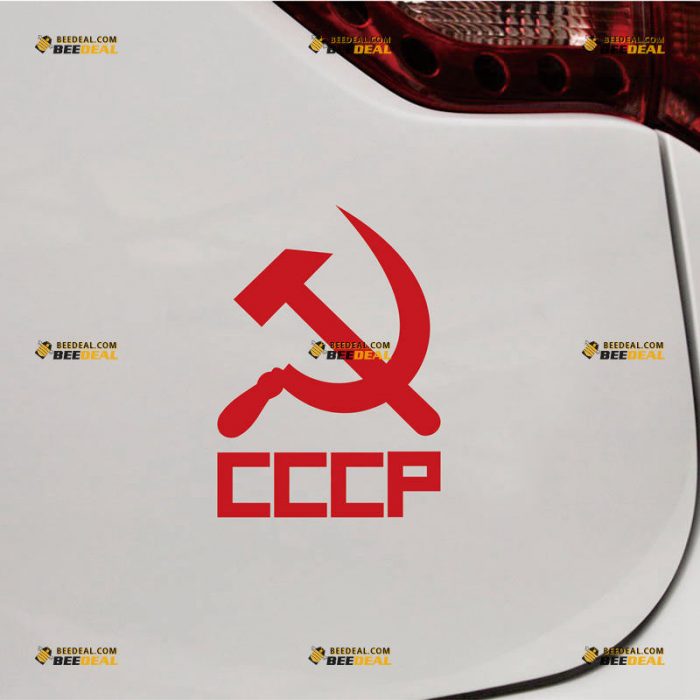 CCCP Sticker Decal Vinyl, Russian Hammer And Sickle, USSR Soviet Union – Custom Choose Size Color – For Car Laptop Window Boat – Die Cut No Background 212022