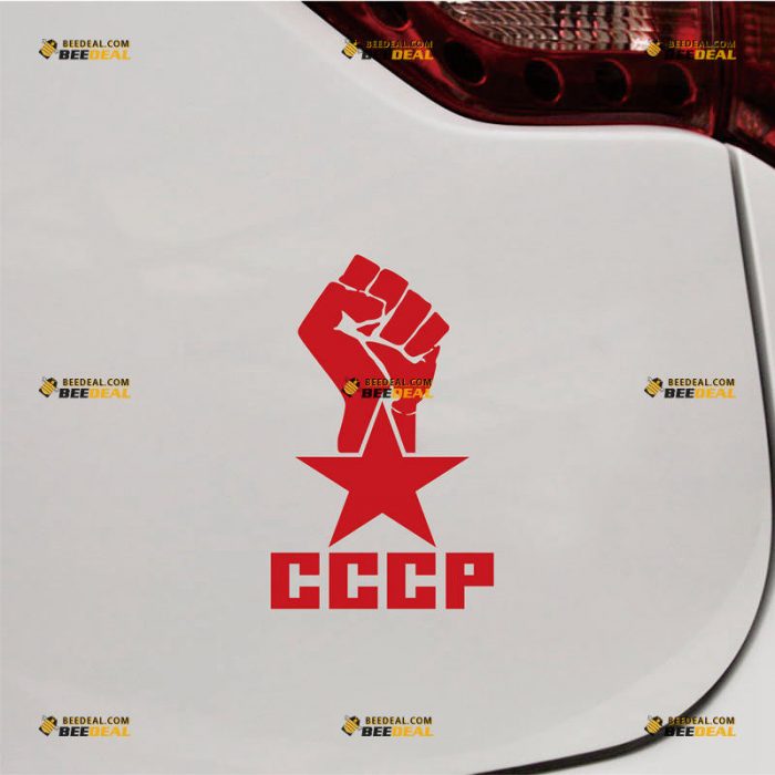 CCCP Sticker Decal Vinyl, Soviet Union Star Fist, Russian USSR – Custom Choose Size Color – For Car Laptop Window Boat – Die Cut No Background