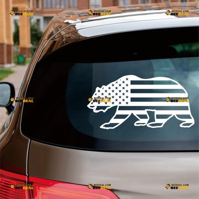 Californian Bear American Flag Sticker Decal Vinyl Cali Republic – Custom Choose Size Color – For Car Laptop Window Boat – Die Cut No Background