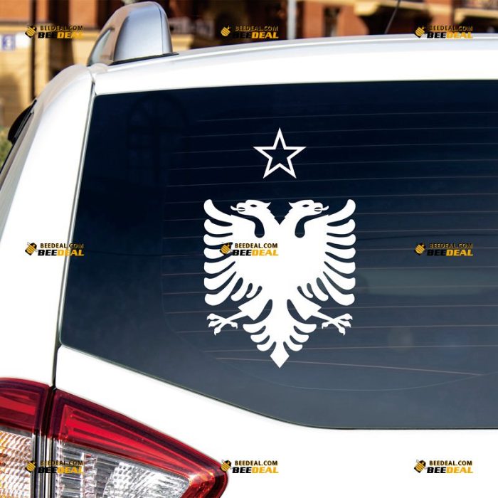 Double-Headed Eagle Sticker Decal Vinyl Albanian Coat Of Arms Star – Custom Choose Size Color – For Car Laptop Window Boat – Die Cut No Background