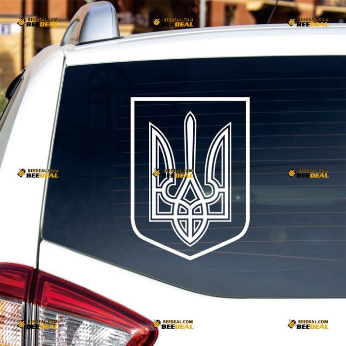 Tryzub Sticker Decal Vinyl Coat Of Arms of Ukraine – Custom Choose Size Color – For Car Laptop Window Boat – Die Cut No Background 081601