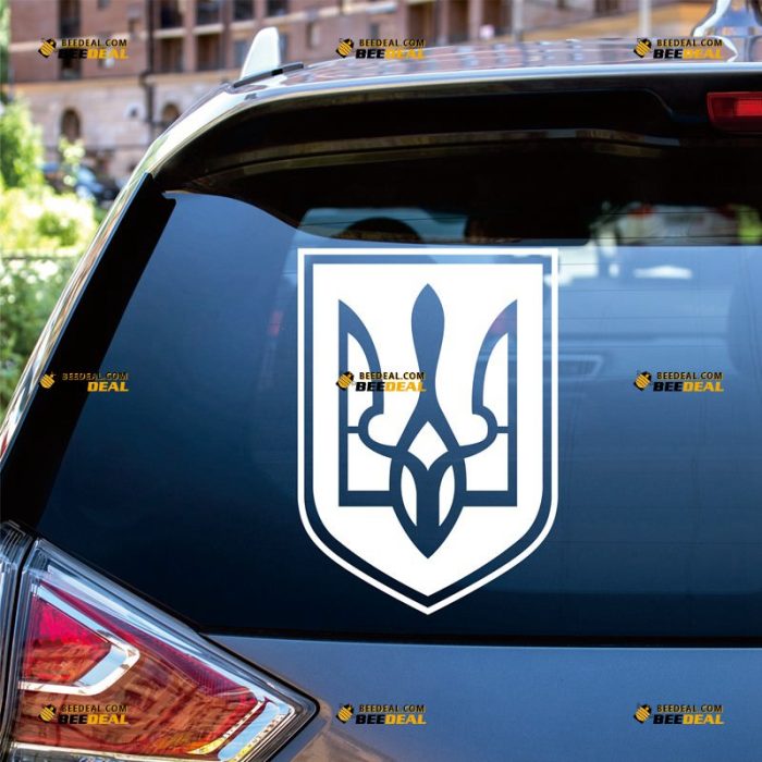 Tryzub Sticker Decal Vinyl Coat Of Arms of Ukraine – Custom Choose Size Color – For Car Laptop Window Boat – Die Cut No Background 081602