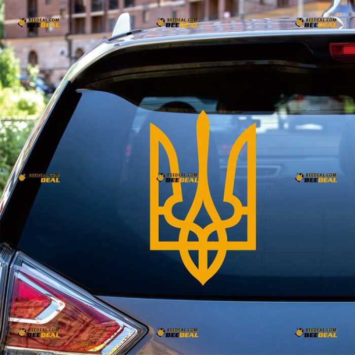 Tryzub Sticker Decal Vinyl Coat Of Arms of Ukraine – Custom Choose Size Color – For Car Laptop Window Boat – Die Cut No Background 081603