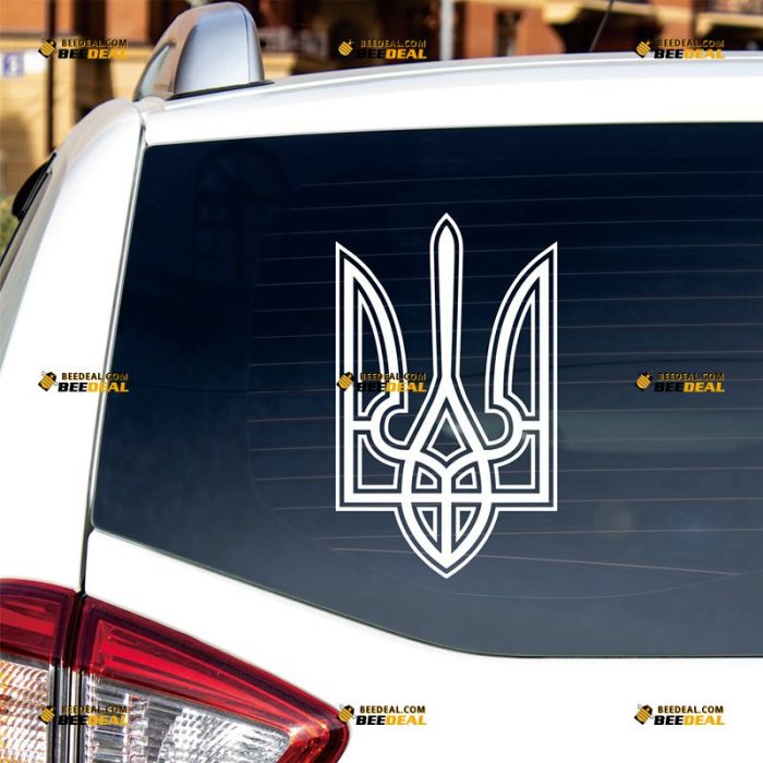 Tryzub Sticker Decal Vinyl Coat Of Arms of Ukraine – Custom Choose Size Color – For Car Laptop Window Boat – Die Cut No Background 081604