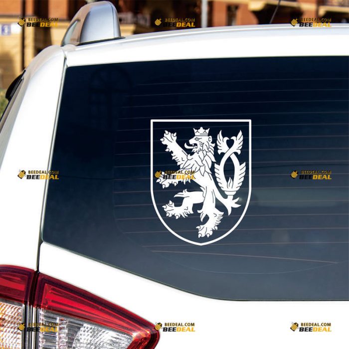 Czech Sticker Decal Vinyl, Czechs Lion Shield – Custom Choose Size Color – For Car Laptop Window Boat – Die Cut No Background