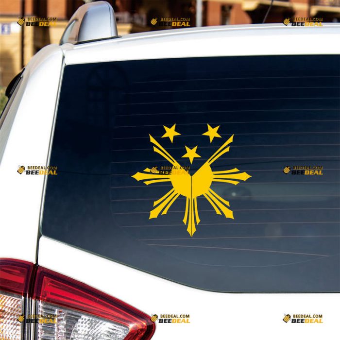 Philippines Flag Sticker Decal Vinyl, Filipino Sun, Eight-Ray Sun Stars – Custom Choose Size Color – For Car Laptop Window Boat – Die Cut No Background 06153a