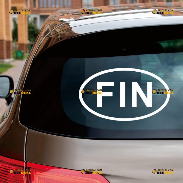 Finland FIN Oval Sticker Decal Vinyl Finnish Country Code – Custom Choose Size Color – For Car Laptop Window Boat – Die Cut No Background