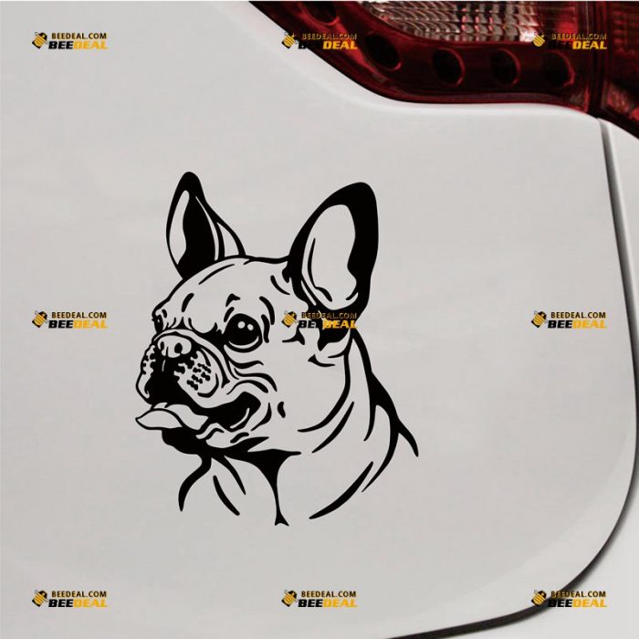 French Bulldog Sticker Decal Vinyl Dog Head Cute Puppy – Custom Choose Size Color – For Car Laptop Window Boat – Die Cut No Background 06143b