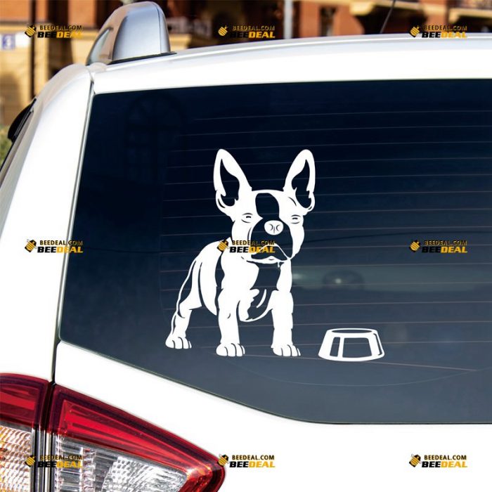 French Bulldog Sticker Decal Vinyl Dog Dish Cute Puppy – Custom Choose Size Color – For Car Laptop Window Boat – Die Cut No Background 06143