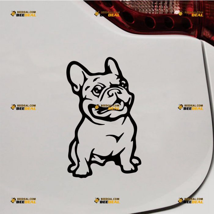 French Bulldog Sticker Decal Vinyl Dog Cute Puppy – Custom Choose Size Color – For Car Laptop Window Boat – Die Cut No Background 083101b