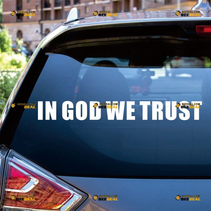 In God We Trust Sticker Decal Vinyl Lettering Impact Font – Custom Choose Size Color – For Car Laptop Window Boat – Die Cut No Background