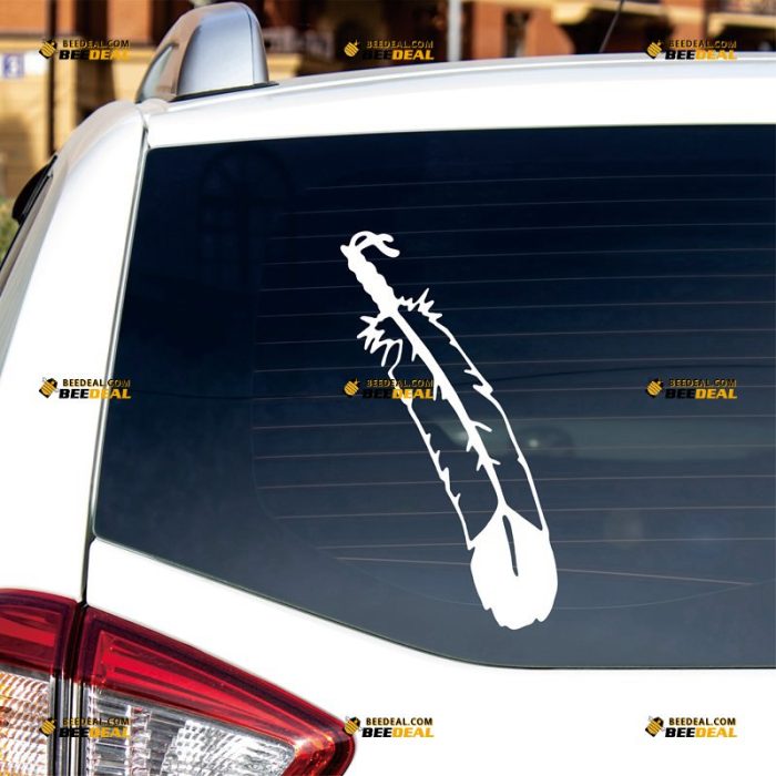 Indian Feather Sticker Decal Vinyl Native American – Custom Choose Size Color – For Car Laptop Window Boat – Die Cut No Background