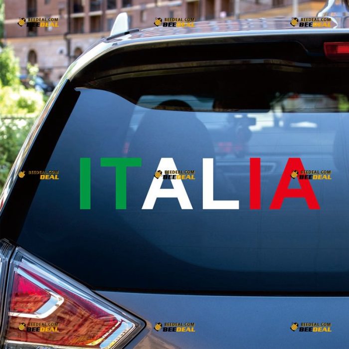 Italia Lettering Sticker Decal Vinyl Italy Italian Colors – Custom Choose Size – For Car Laptop Window Boat – Die Cut No Background