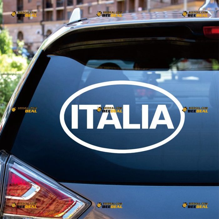 Italia Oval Country Code Sticker Decal Vinyl Italy Italian – Custom Choose Size Color – For Car Laptop Window Boat – Die Cut No Background