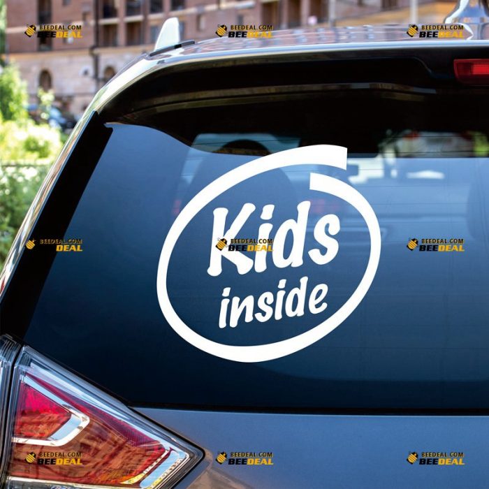 Kids Inside Sticker Decal Vinyl Baby On Board Circle – Custom Choose Size Color – For Car Laptop Window Boat – Die Cut No Background