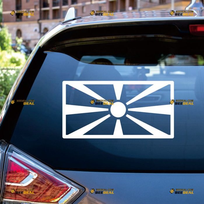 Macedonian Flag Sticker Decal Vinyl Macedonia – Custom Choose Size Color – For Car Laptop Window Boat – Die Cut No Background