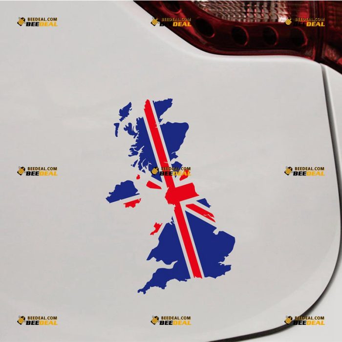 Union Jack Flag Map Sticker Decal Vinyl England UK – Custom Choose Size – For Car Laptop Window Boat – Die Cut No Background 06133