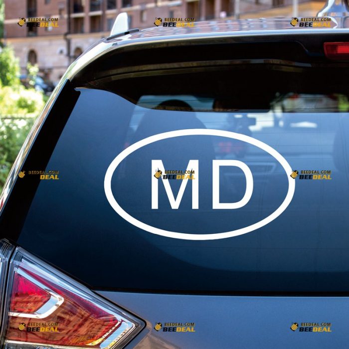 Moldovan Oval Sticker Decal Vinyl Moldova Country Code MD – Custom Choose Size Color – For Car Laptop Window Boat – Die Cut No Background