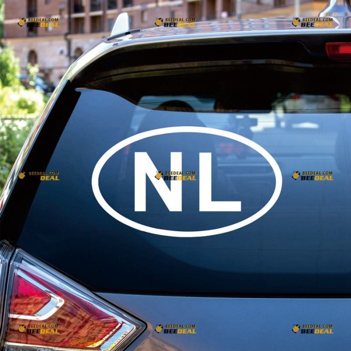 Netherlands NL Oval Sticker Decal Vinyl Holland Country Code – Custom Choose Size Color – For Car Laptop Window Boat – Die Cut No Background