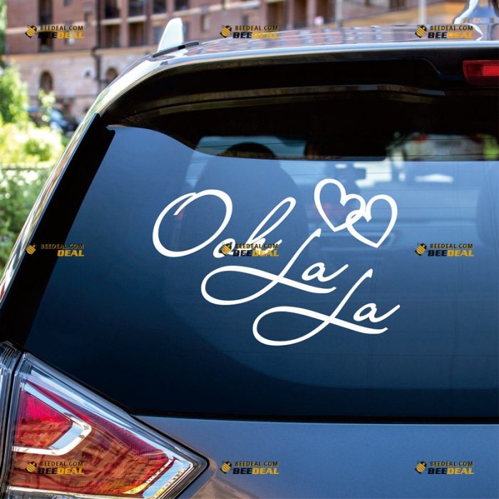 Oh La La Sticker Decal Vinyl French France Heart – Custom Choose Size Color – For Car Laptop Window Boat – Die Cut No Background