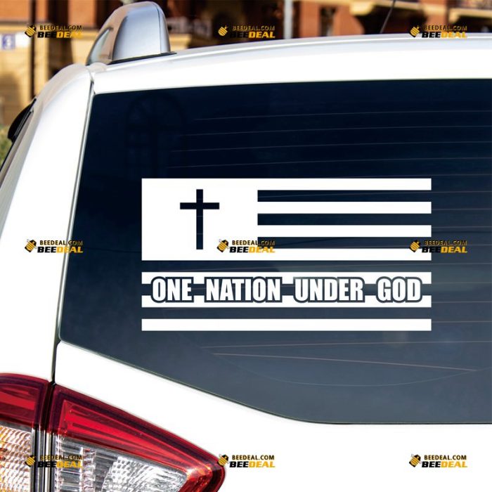 One Nation Under God American Flag Sticker Decal Vinyl Jesus Cross – Custom Choose Size Color – For Car Laptop Window Boat – Die Cut No Background 06123a