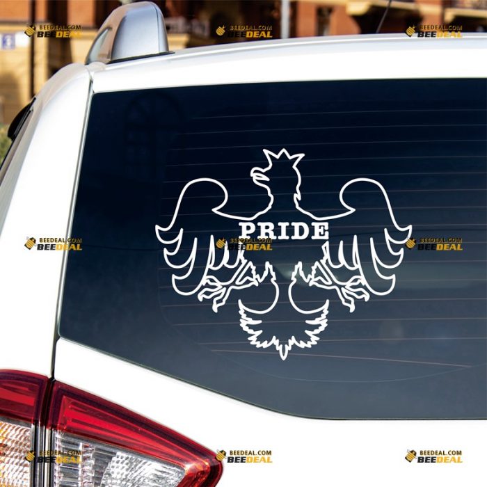 Polish Eagle Poland Pride Sticker Decal Vinyl Coat Of Arms Herb Polski Outline – Custom Choose Size Color – For Car Laptop Window Boat – Die Cut No Background