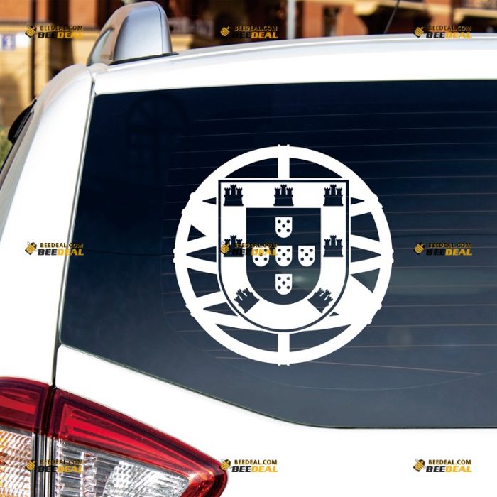 Portuguese Coat Of Arms Sticker Decal Vinyl Portugal Flag – Custom Choose Size Color – For Car Laptop Window Boat – Die Cut No Background