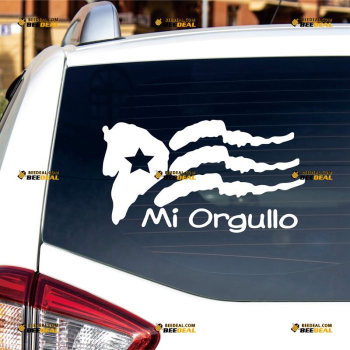 Puerto Rican Flag Mi Orgullo Sticker Decal Vinyl PR – Custom Choose Size Color – For Car Laptop Window Boat – Die Cut No Background